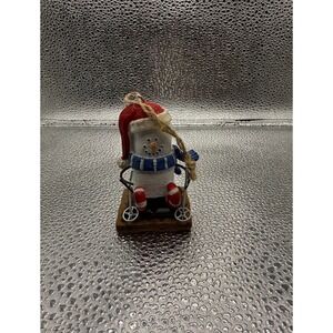 Smores Marshmallow Snowman Skiing Poles Ornament